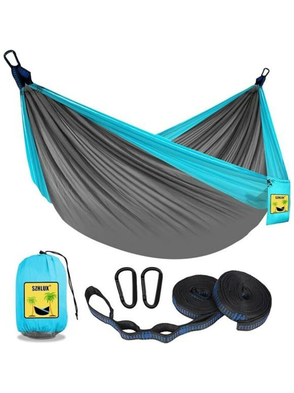 Double Camping Hammock with Tree Straps Lightweight Portable Outdoor Travel